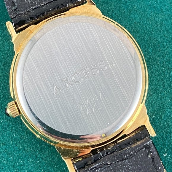 French Axcess Gold Tone and Stainless Steel Moon phase Quartz Watch